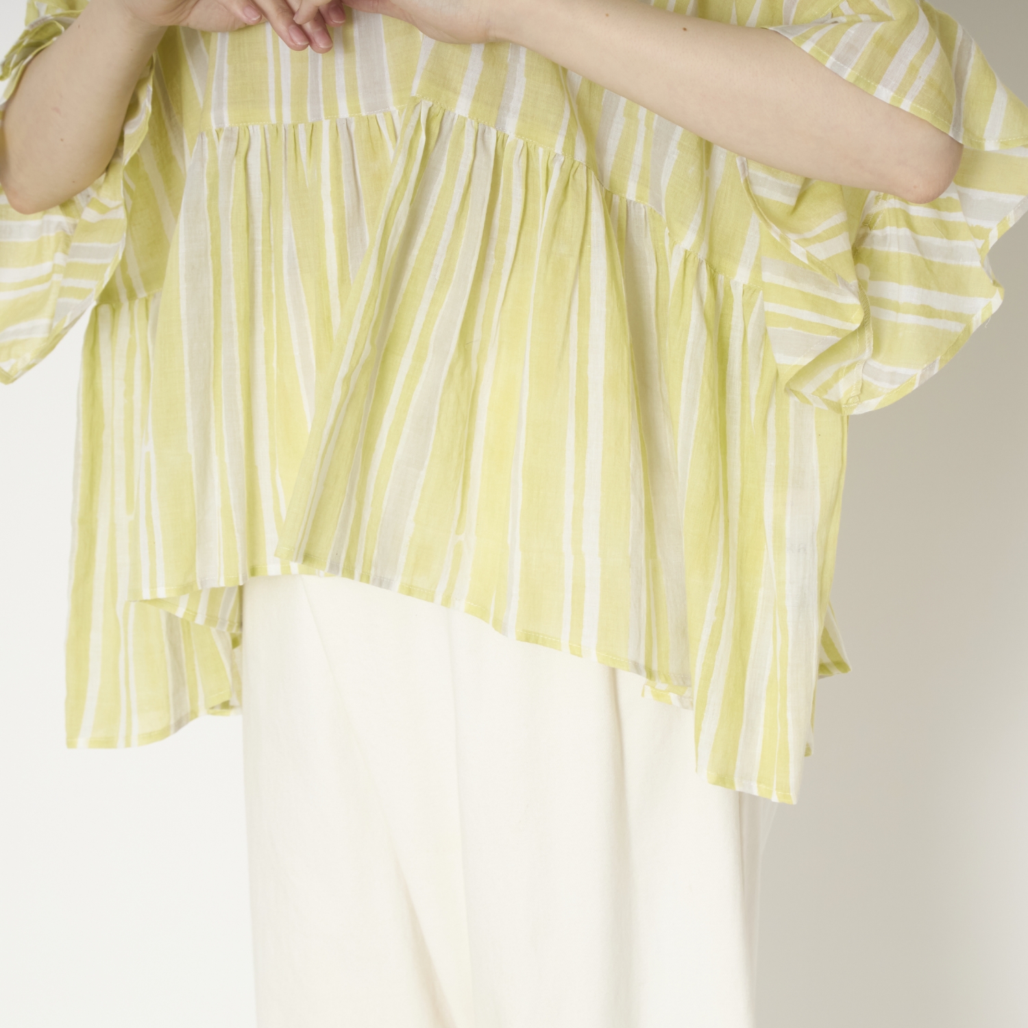 Kilka×kapuwa/風が通るカディーコットンブラウス STRIPE